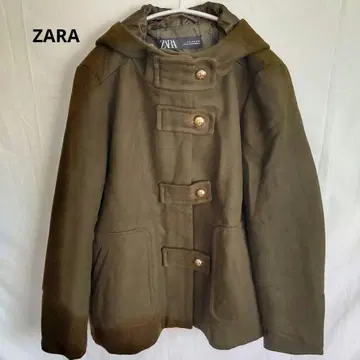 ZARA 올리브 그린 피 코트 후드