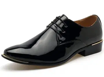 남성용 신사 신발 비즈니스 슈즈 에나멜 포멀 레이스업 드레스 슈즈
