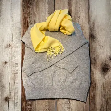 고급스러운 색상, 그레이 캐시미어 100% 긴팔 니트 스웨터