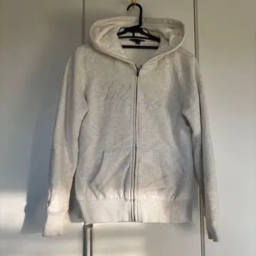 애쉬 화이트 흰색 후드 부착 집업 후드티