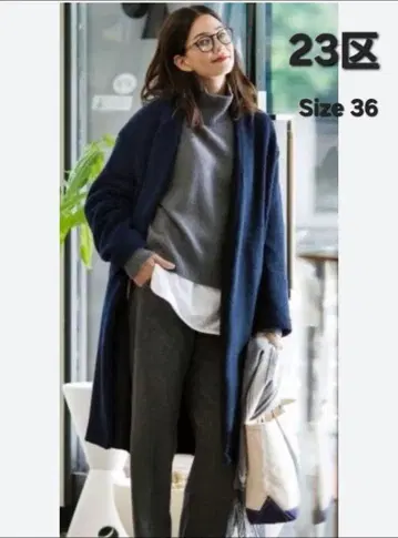 [ 23구 ] 보아 저지 노카라 코트 롱 코트 네이비