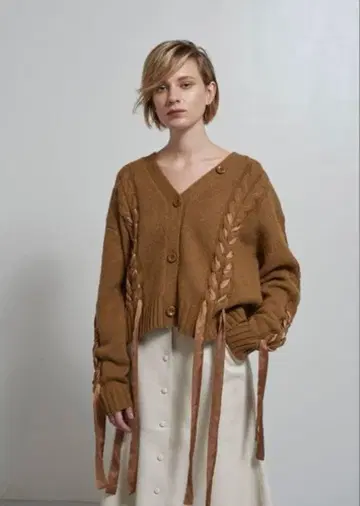 레이스업 케이블 니트 가디건