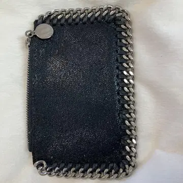 블랙 가죽 체인 카드 케이스