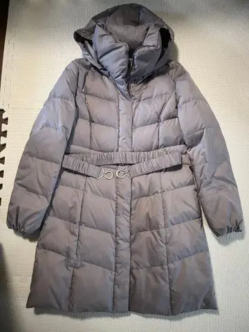 INDIVI 롱 다운 자켓 후드 벨트 포함 그레이