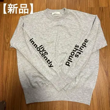 Samantha Mos2 소매 로고 니트 풀오버 여성용 프리 사이즈