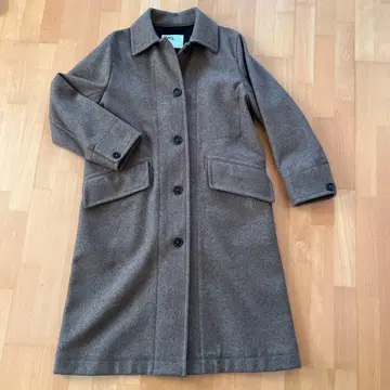 브라운 롱 코트 프론트 버튼