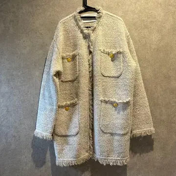 ADAWAS 아다와스 트위드 노카라 자켓 골드 버튼