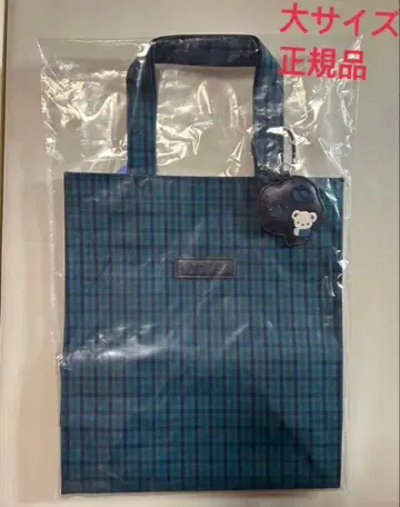 택 포함 미사용 새상품 파밀리아 체크 토트백 대 파랑