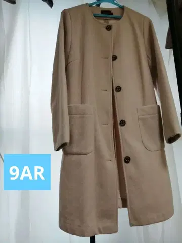 9AR DECOY 베이지 노카라 미들 기장 코트 자켓