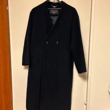 SLOBE 울 100% 네이비 롱 코트