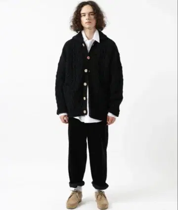 프릭스스토어 피셔맨 니트 M 가디건 블랙 케이블 짜임