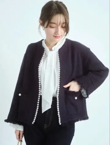 펄 디자인 니트 자켓