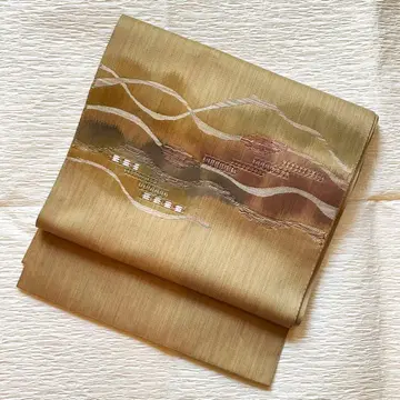 나고야 오비 자수 폴리 미묘한 색감 브라운 계열