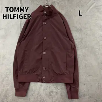 타미힐피거 블루종 스탠드 옷깃 적갈색 M 자수 로고 버튼 [ 7560 ]
