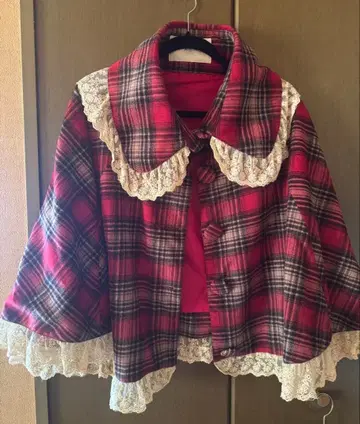 LIS LISA 리즈리사 2way 판초 보르도 체크