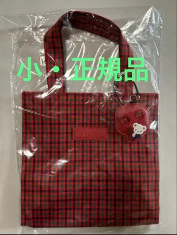 택 포함 미사용 새상품 파밀리아 토트백 소 빨간색 계열 파밀리아 체크