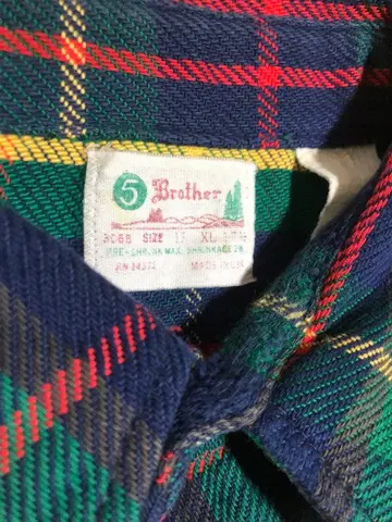 레어 파이브 브라더스 플란넬 셔츠 모리 택 미국제 60년대~70년대