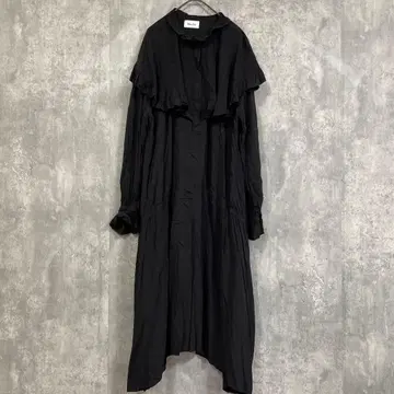 Libra Cue 리브라큐 케이프 프릴 롱 원피스 블랙 F