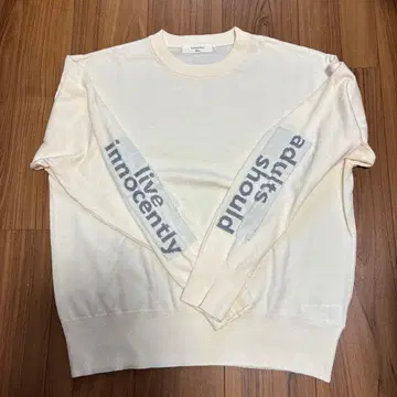 Samantha Mos2 소매 로고 니트 풀오버 여성용 프리 사이즈