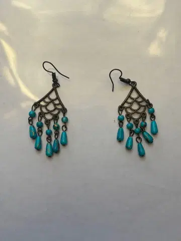 터콰이즈 비즈 프린지 귀걸이