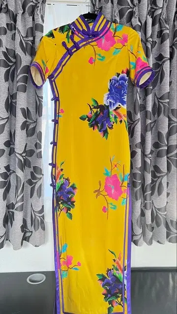 꽃무늬 차이나 드레스 옐로우 컬러