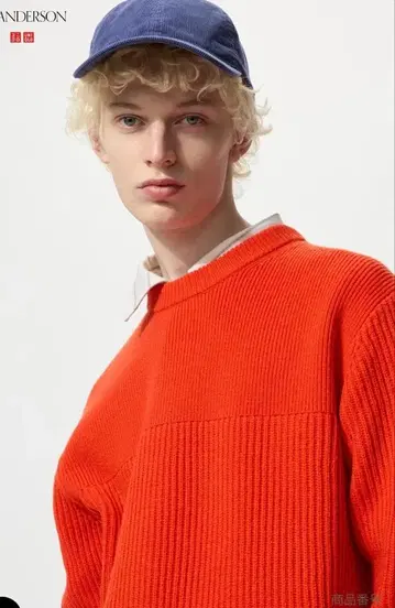 UNIQLO JW ANDERSON. 리브 크루넥 스웨터 XL. 오렌지