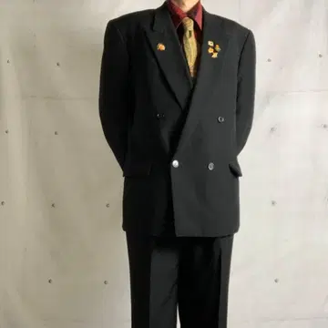 코디 판매 더블 셋업 블랙 핀즈 넥타이 셔츠 빨간색 페이즐리 무늬