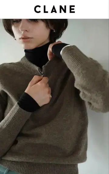 CLANE W FACE HALF ZIP YAK KNIT TOPS