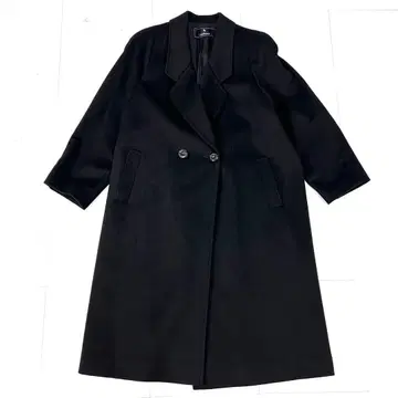 고급 캐시미어 100% 기장 111cm 체스터 코트 여성용 블랙