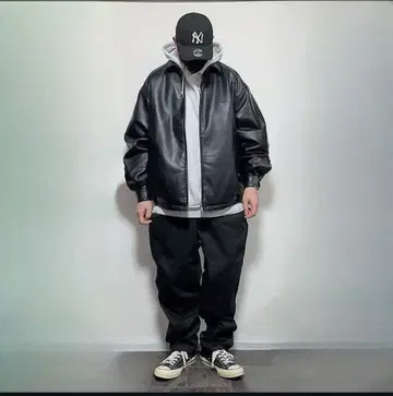 새상품급 NAUTICA 인조 가죽 충전솜 블루종 자켓 XL