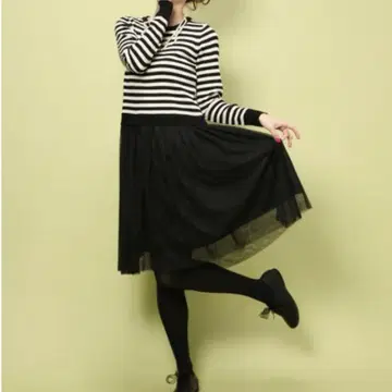 Dot&Stripes CHILDWOMAN 보더 튤 도킹 원피스