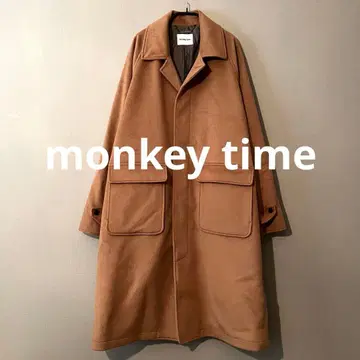 몽키타임 유나이티드 애로우즈 롱 코트 남성용 브라운 울 혼방