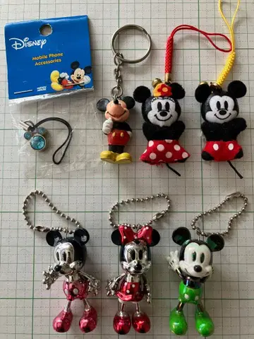 미키 미니 흔들흔들 메탈 체인 스트랩 키링 7종