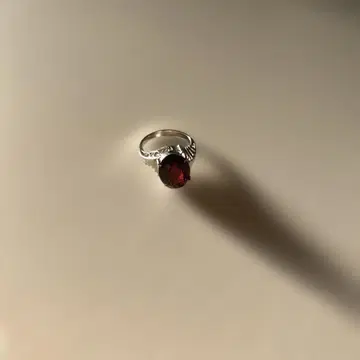 실버 반지 빨간색 타원형 보석