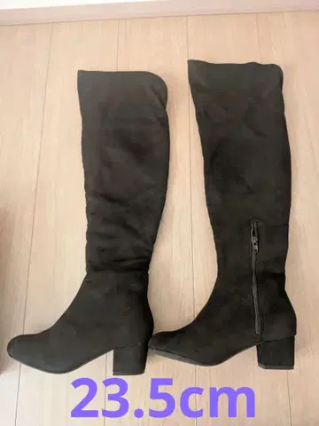 블랙 스웨이드 롱 부츠 사이드 지퍼