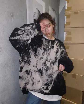 juemi 타이다이 패턴 롱 니트