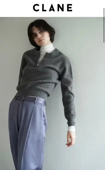 CLANE W FACE HALF ZIP YAK KNIT TOPS