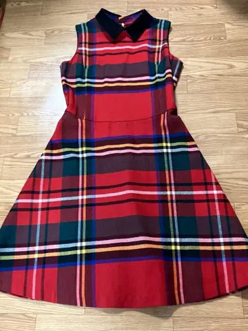 Yorkland 요크랜드 타탄 체크 빨간색 A라인 원피스