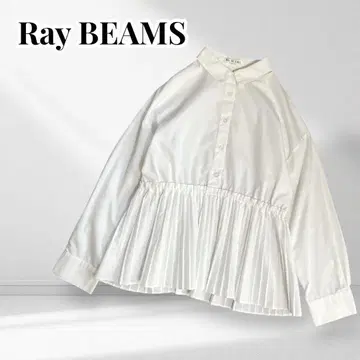RayBEAMS 레귤러 카라 셔츠 플리츠 절개 코튼 혼방