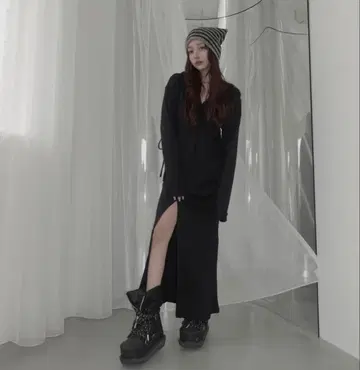 [ fiction tokyo ] 후드 롱 원피스