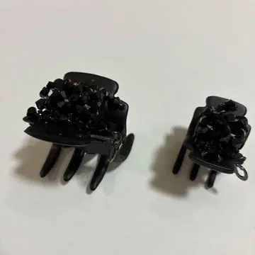 COMPLEX BIZ 비쥬 장식 블랙 헤어 클립 2개 세트