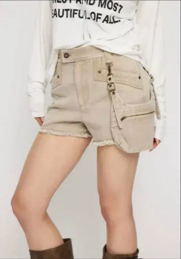 새상품급! laguagem 데님 숏팬츠 파우치 포함