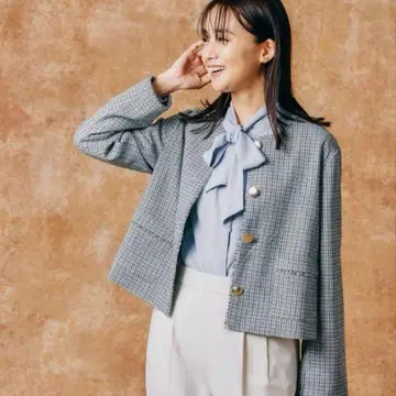 GLOBAL WORK 트위드 노카라 자켓