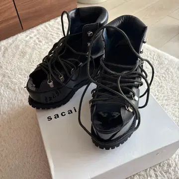 sacai 블랙 하이컷 부츠 샌들 통굽 35 레이스업