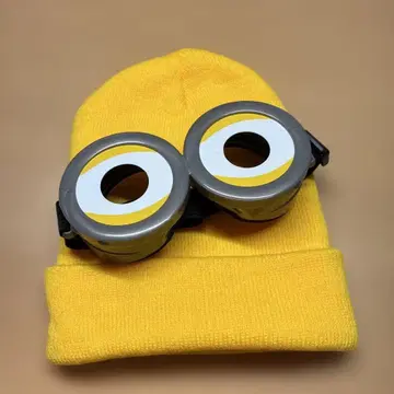 미니언풍 고글 포함 니트 모자 코스프레 분장