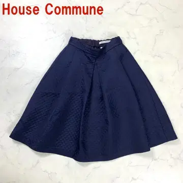 A441 하우스 코뮌 롱 스커트 플레어 볼륨 네이비 36