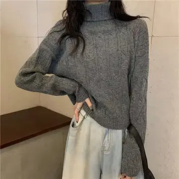 그레이 리브 터틀넥 니트