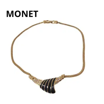반짝이는 MONET 목걸이 중후한 느낌 빈티지 골드 블랙 스톤