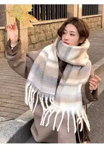 울 혼방 프린지 머플러