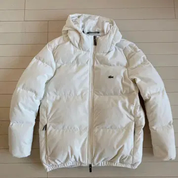 LACOSTE 후드 부착 다운 자켓 US L 화이트